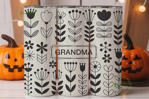 Grandma Floral Tumbler Wrap Sublimation PixelChick 