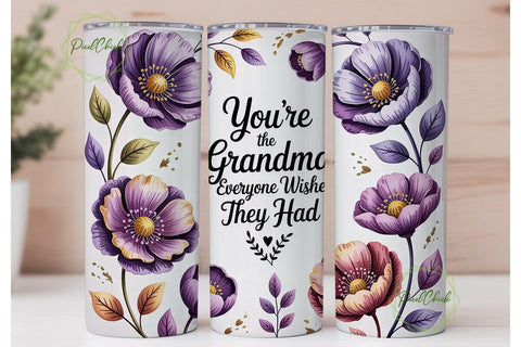 Grandma Floral Tumbler Wrap Sublimation PixelChick 