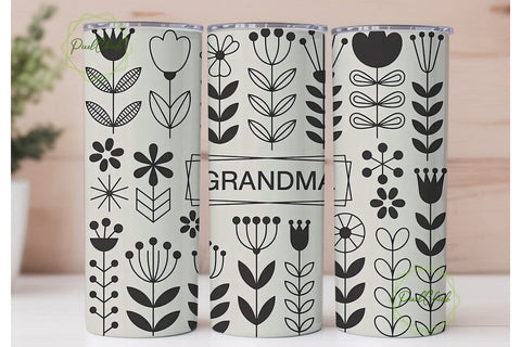 Grandma Floral Tumbler Wrap Sublimation PixelChick 