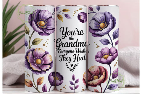 Grandma Floral Tumbler Wrap Sublimation PixelChick 