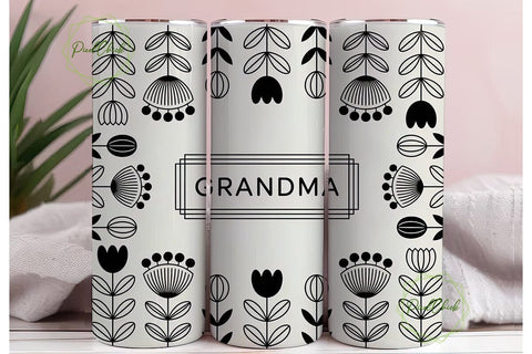 Grandma Floral Tumbler Wrap Sublimation PixelChick 