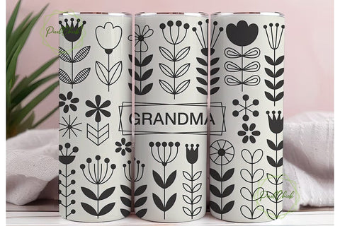 Grandma Floral Tumbler Wrap Sublimation PixelChick 