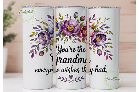 Grandma Floral Tumbler Wrap Sublimation PixelChick 