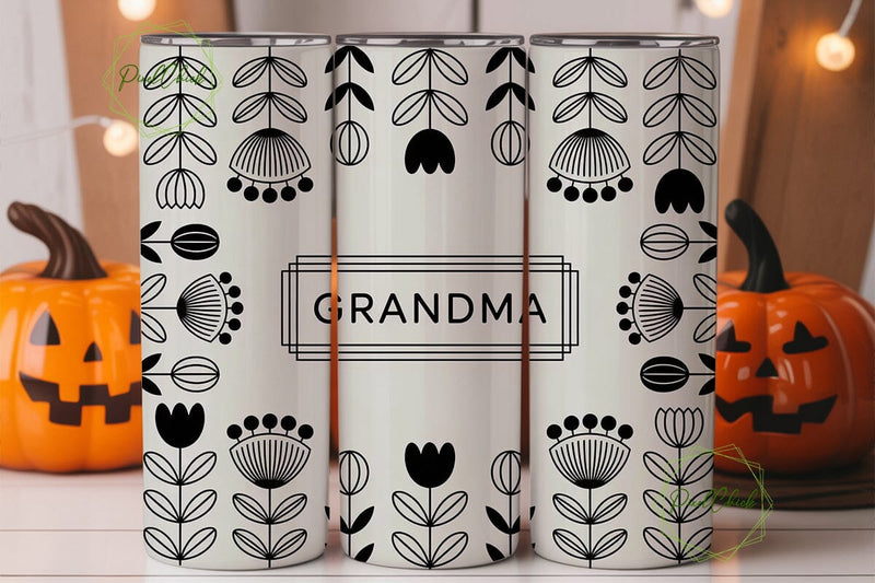 Grandma Floral Tumbler Wrap Sublimation PixelChick 