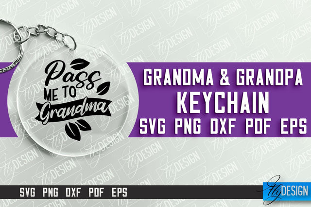 Grandma & Grandpa Keychain | Quotes SVG | Round Keychain Designs SVG Fly Design 