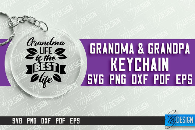 Grandma & Grandpa Keychain | Quotes SVG | Round Keychain Designs SVG Fly Design 