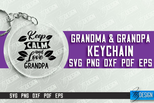 Grandma & Grandpa Keychain | Quotes SVG | Round Keychain Designs SVG Fly Design 