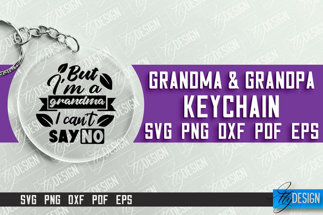 Grandma & Grandpa Keychain | Quotes SVG | Round Keychain Designs SVG Fly Design 