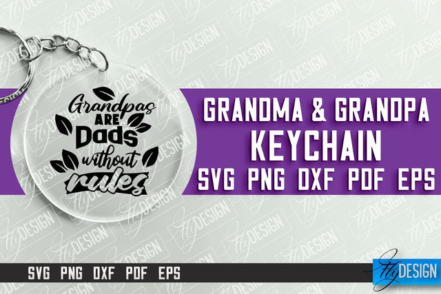 Grandma & Grandpa Keychain | Quotes SVG | Round Keychain Designs SVG Fly Design 