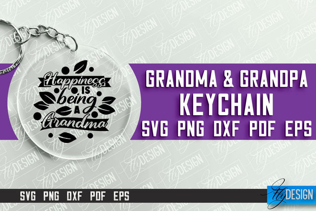 Grandma & Grandpa Keychain | Quotes SVG | Round Keychain Designs SVG Fly Design 