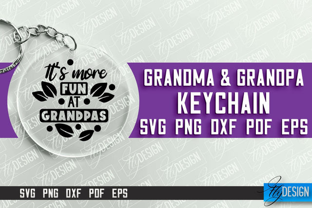 Grandma & Grandpa Keychain | Quotes SVG | Round Keychain Designs SVG Fly Design 