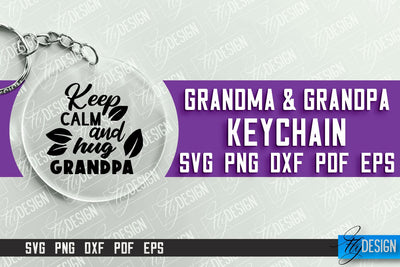 Grandma & Grandpa Keychain | Quotes SVG | Round Keychain Designs SVG Fly Design 