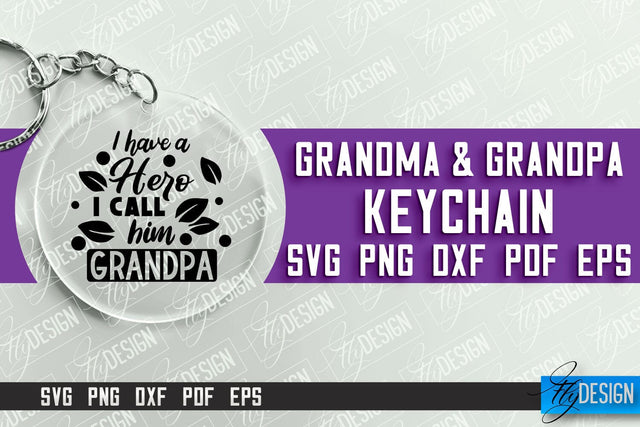 Grandma & Grandpa Keychain | Quotes SVG | Round Keychain Designs SVG Fly Design 