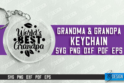 Grandma & Grandpa Keychain | Quotes SVG | Round Keychain Designs SVG Fly Design 