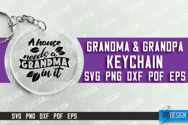 Grandma & Grandpa Keychain | Quotes SVG | Round Keychain Designs SVG Fly Design 
