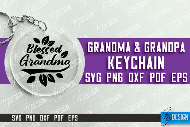 Grandma & Grandpa Keychain | Quotes SVG | Round Keychain Designs SVG Fly Design 