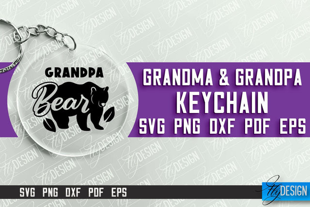 Grandma & Grandpa Keychain | Quotes SVG | Round Keychain Designs SVG Fly Design 