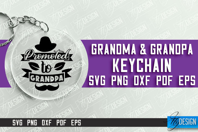 Grandma & Grandpa Keychain | Quotes SVG | Round Keychain Designs SVG Fly Design 