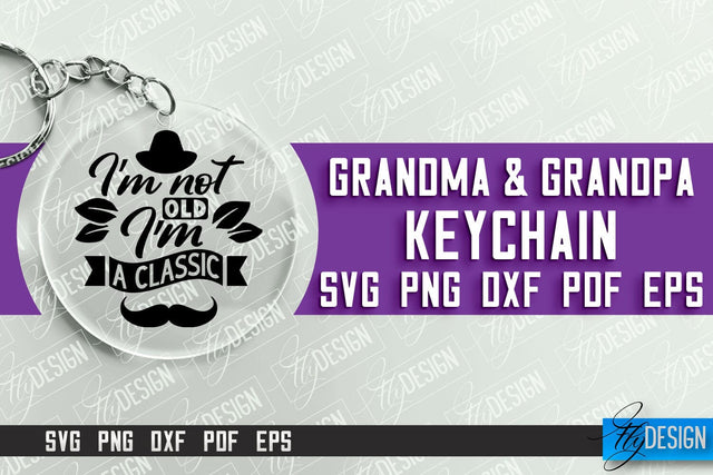 Grandma & Grandpa Keychain | Quotes SVG | Round Keychain Designs SVG Fly Design 