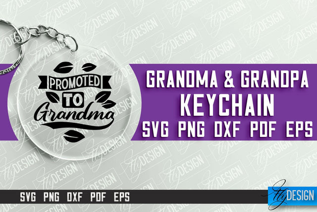 Grandma & Grandpa Keychain | Quotes SVG | Round Keychain Designs SVG Fly Design 