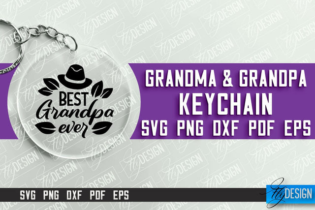 Grandma & Grandpa Keychain | Quotes SVG | Round Keychain Designs SVG Fly Design 