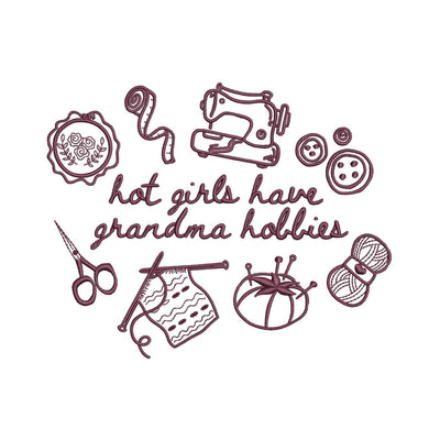 Grandma Hobbies Machine Embroidery Design, 4 sizes, Instant Download Embroidery/Applique DESIGNS Nino Nadaraia 