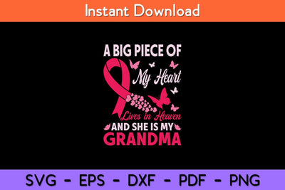 Grandma In Heaven Butterfly Breast Cancer Awareness Svg Design SVG artprintfile 
