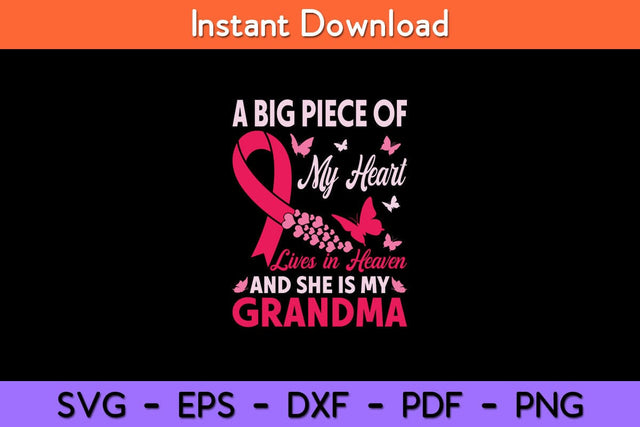 Grandma In Heaven Butterfly Breast Cancer Awareness Svg Design SVG artprintfile 