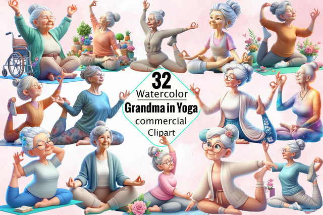 Grandma in Yoga Sublimation Clipart Sublimation SVGArt 