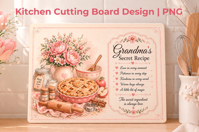 Grandma Nana Cutting Board PNG, Mothers day cutting board Sublimation KMarinaDesign 
