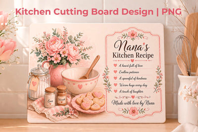 Grandma Nana Cutting Board PNG, Mothers day cutting board Sublimation KMarinaDesign 