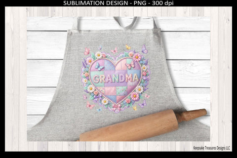 Grandma Patchwork Heart Png Sublimation Design, Grandma Gift, DIY Card Design, Digital Download Sublimation Keepsake Treasures Designs LLC. 