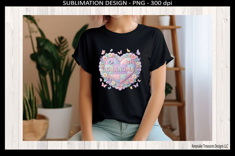 Grandma Patchwork Heart Png Sublimation Design, Grandma Gift, DIY Card Design, Digital Download Sublimation Keepsake Treasures Designs LLC. 