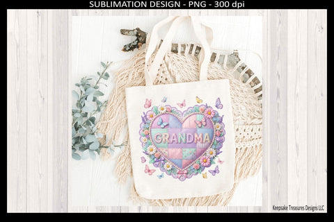 Grandma Patchwork Heart Png Sublimation Design, Grandma Gift, DIY Card Design, Digital Download Sublimation Keepsake Treasures Designs LLC. 