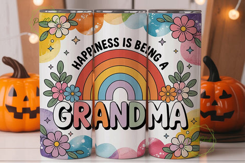 Grandma Rainbow Floral 20oz Tumbler Wrap Sublimation PixelChick 
