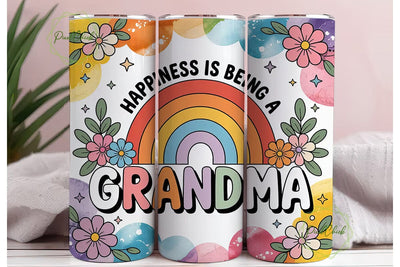 Grandma Rainbow Floral 20oz Tumbler Wrap Sublimation PixelChick 