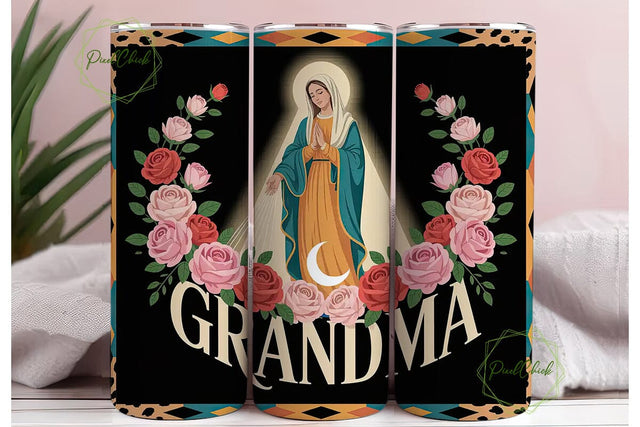 Grandma Religious Tumbler Wrap 20oz Sublimation PixelChick 