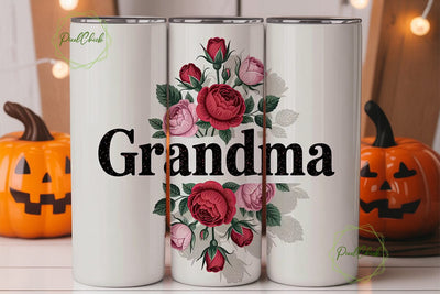 Grandma Rose Floral 20oz Tumbler Wrap Sublimation PixelChick 