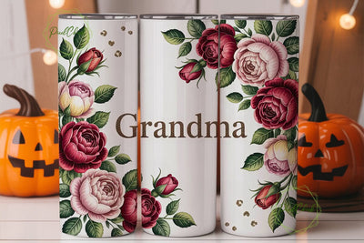 Grandma Rose Floral 20oz Tumbler Wrap Sublimation PixelChick 