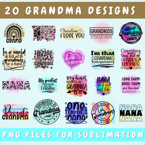 Grandma Sublimation Designs Bundle, 20 Designs, Grandma PNG Files For Sublimation, Nana Quotes Sublimation Files Sublimation HappyDesignStudio 