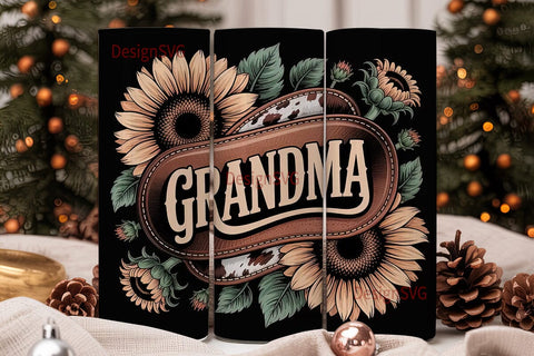 Grandma Sunflower Cowhide 20oz Tumbler Sublimation DesignSVG 
