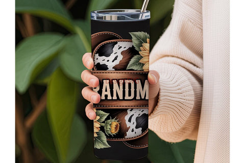 Grandma Sunflower Cowhide 20oz Tumbler Sublimation DesignSVG 