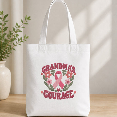 Grandma’s Courage Breast Cancer Embroidery Design – Pink Ribbon Floral Grandma Machine Embroidery File Embroidery/Applique DESIGNS PatternFeed8 