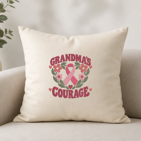 Grandma’s Courage Breast Cancer Embroidery Design – Pink Ribbon Floral Grandma Machine Embroidery File Embroidery/Applique DESIGNS PatternFeed8 
