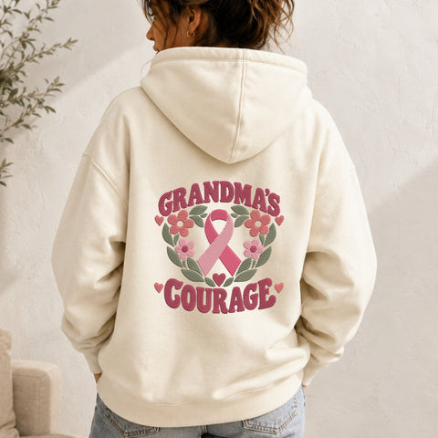 Grandma’s Courage Breast Cancer Embroidery Design – Pink Ribbon Floral Grandma Machine Embroidery File Embroidery/Applique DESIGNS PatternFeed8 