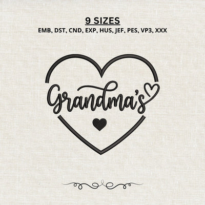 Grandma’s Heart Embroidery Design – Grandma Love Machine Embroidery File Embroidery/Applique DESIGNS PatternFeed8 