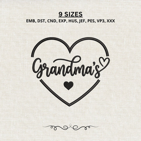 Grandma’s Heart Embroidery Design – Grandma Love Machine Embroidery File Embroidery/Applique DESIGNS PatternFeed8 