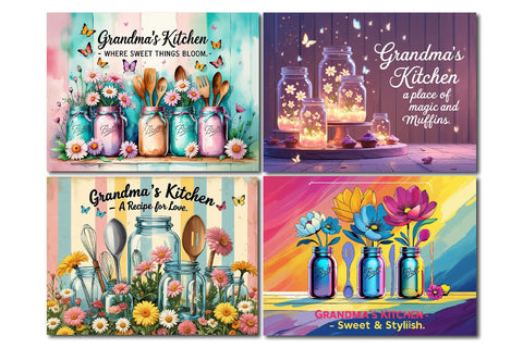 Grandma’s kitchen cutting board, Mason jar floral design Sublimation Paper Switch 