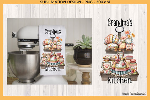 Grandma’s Kitchen Sublimation PNG, Vintage Tiered Tray Design, Digital Download Sublimation Keepsake Treasures Designs LLC. 