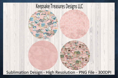 Grandmas Pink Vintage Coaster Template, Vintage Kitchen, Sublimation PNG, Digital Download, PNG Printable Sublimation Keepsake Treasures Designs LLC. 